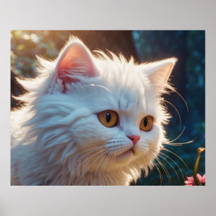 *~* Kattunge 5:4 Kitten White Long Hair Fluffy Poster