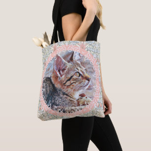 kattunge Älskare Vintage Stil Tote Tygkasse