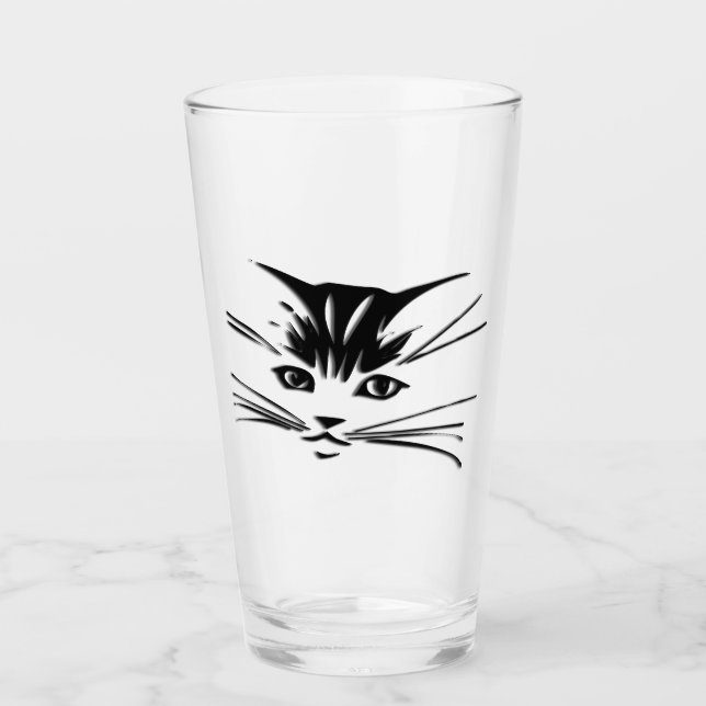 Kattunge Ansikte Glaskopp (Framsida)