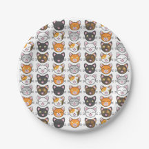 Kattunge Ansikte Katt Thése Papprare Tallrikar