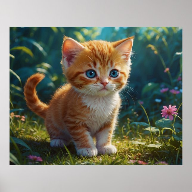 *~* Kattunge AP68 5:4 Fluffy ORANGE Kattdjur Kitte Poster (Framsidan)