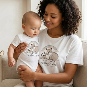 Kattunge Baby Första Mors Dag Mjuk Pastell Regnbåg T Shirt