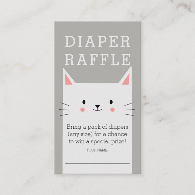 Kattunge Baby Shower Diaper Raffle Biljett Tilläggskort (Framsida)