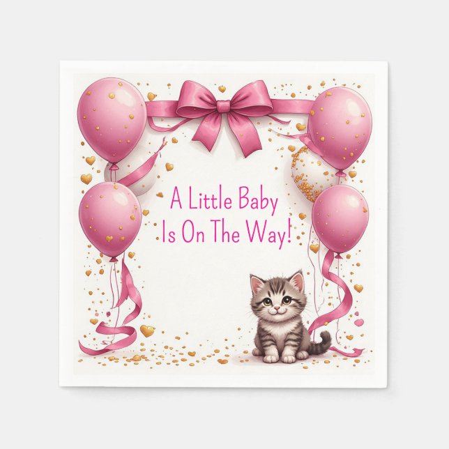 Kattunge Baby Shower-önskningar 🍼 Pappersservett (Framsidan)