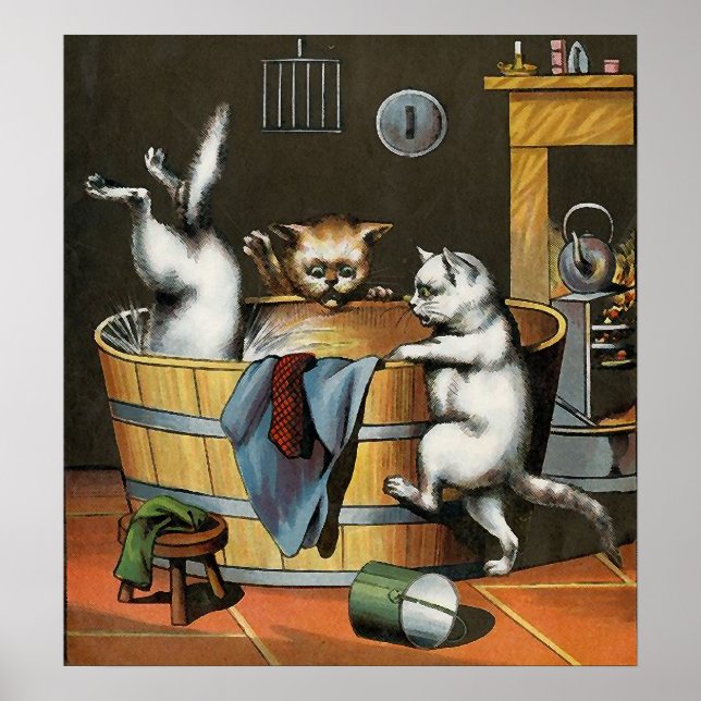Kattunge Bath - Vintage Art Poster (Framsidan)