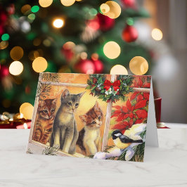 Kattunge Bird Watching God jul Cute Helgkort