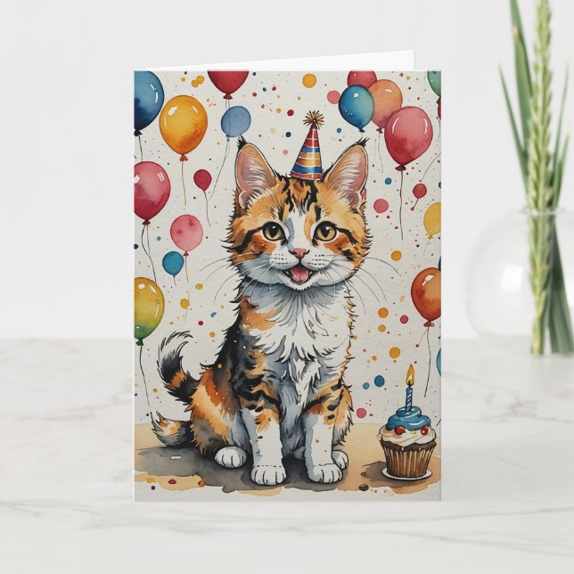 Kattunge Birthday Cheer - Anpassade Kort (Framsida)