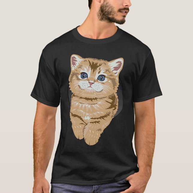 Kattunge Blå Ögon Katter T Shirt (Framsida)