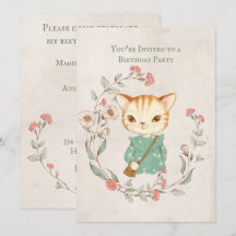 Kattunge Blommigt Girly Kitten Födelsedagsfest