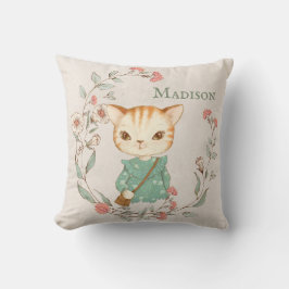 Kattunge Blommigt Personlig Namn Girly Kudde