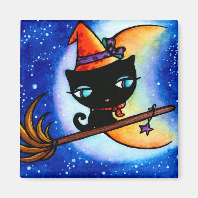 Kattunge Bobbin Rides the Milky Way Cat Magnet (Framsidan)