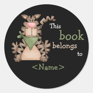Kattunge Bok Sticker Runt Klistermärke
