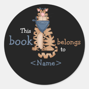 Kattunge Bok Sticker Runt Klistermärke