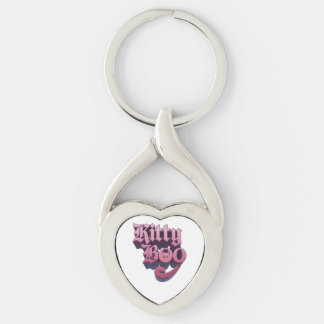 kattunge boo twisted heart silverfärgad nyckelring