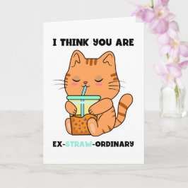 Kattunge bubbel-te du är extraordinär halmpinnestä kort