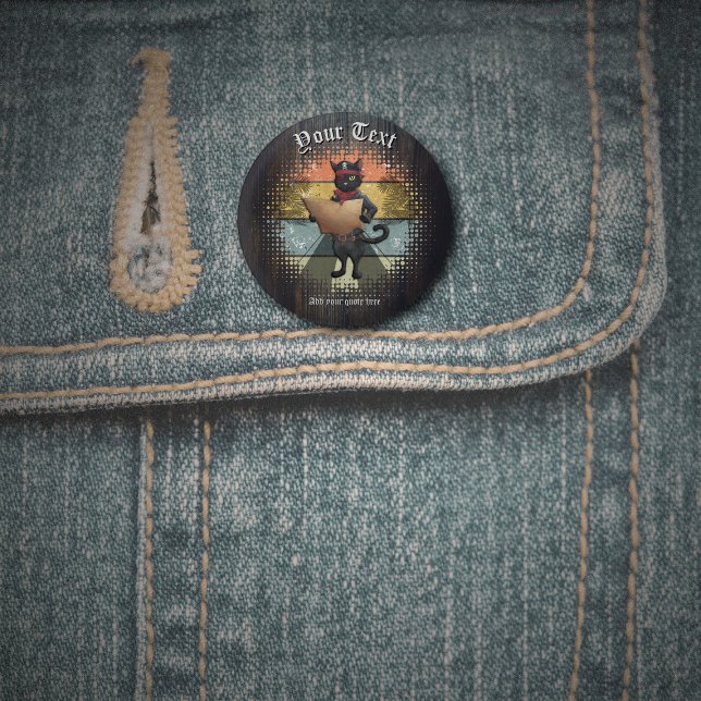 Kattunge Buccaneers Sunset Quest Knapp (Kitty Buccaneer's Sunset Quest 1 Inch Round Button)