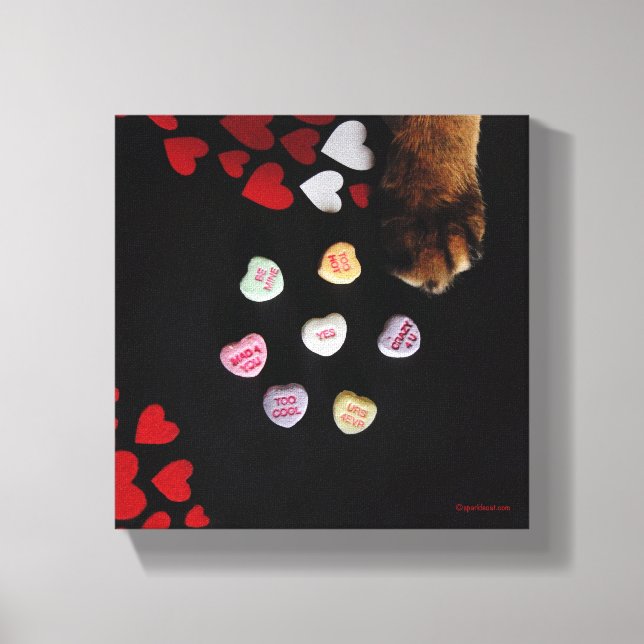 Kattunge Candy Hearts 8"x8" Wrapped Canvas (Framsida)