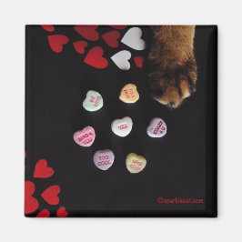 Kattunge Candy Hearts Kärlek Square Magnet