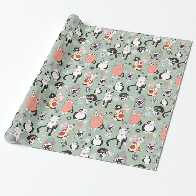 Kattunge Cat Lovers Wrapping Papper Presentpapper (Utrullad)