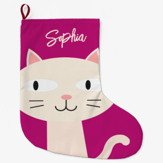 KATTUNGE CHRISTMAS STOCKING, CUTE RASPBERRY FÄRG STOR JULSTRUMPA