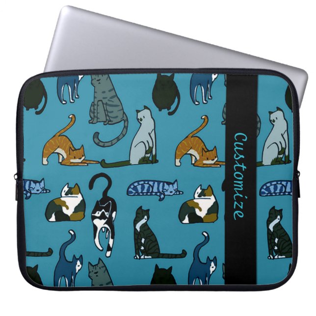 Kattunge Corner Cat Mönster Laptop sleeve (Framsidan)