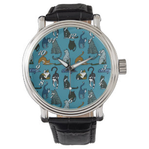 Kattunge Corner Cat Mönster Wrist Watch Armbandsur