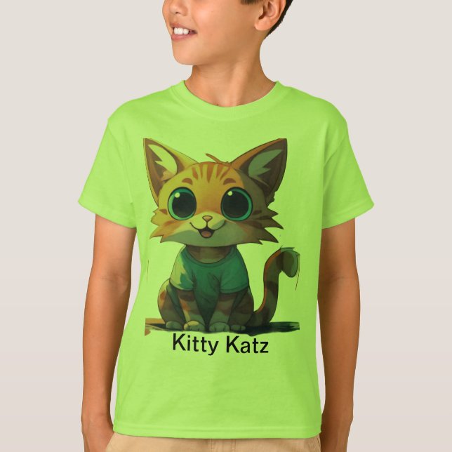 Kattunge Crew baby och killes t-shirt (Framsida)