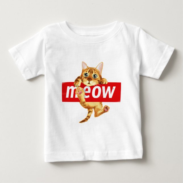 Kattunge design med Meow-skylt T Shirt (Framsida)