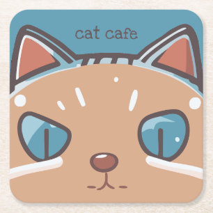 Kattunge Faced Underlägg Papper Kvadrat