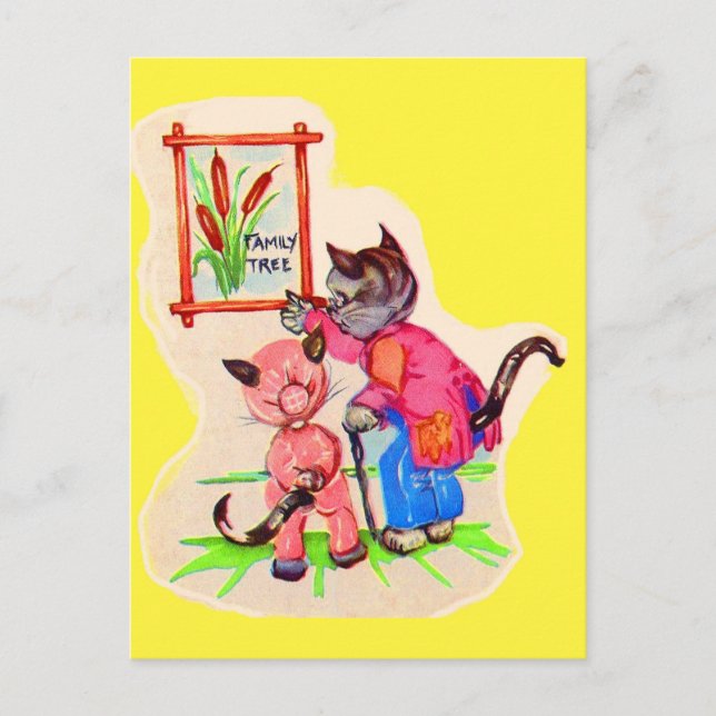 kattunge-familjen träd vykort (Framsida)