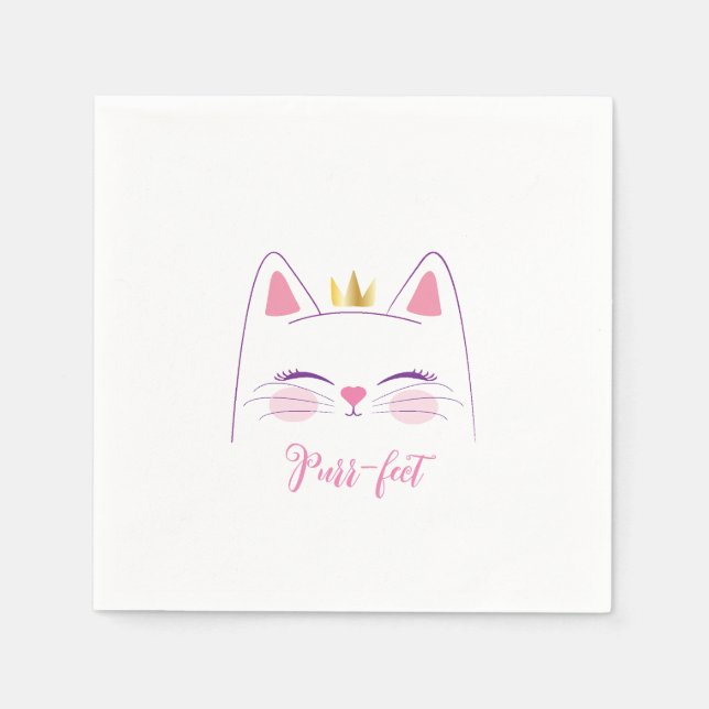 Kattunge Födelsedagsfest-favoriter för klassiskt r Pappersservett (Framsidan)