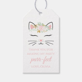 Kattunge födelsedagsfest förmånsetiketter blommig presentetikett