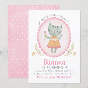 Kattunge Födelsedagsfest inbjudan