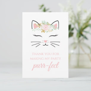 Kattunge födelsedagsfest tackkort floral kattunge tack kort