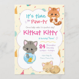 Kattunge födelsedagsinbjudan Kitten Party Inbjudningar