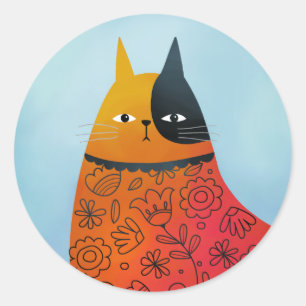 Kattunge folkArt Sticker Runt Klistermärke