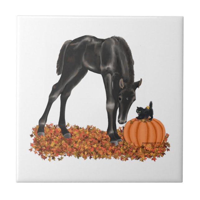 Kattunge för Halloween hästColt Kakelplatta (Framsidan)