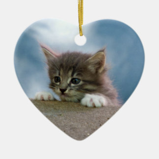 Kattunge för jul julgransprydnad keramik