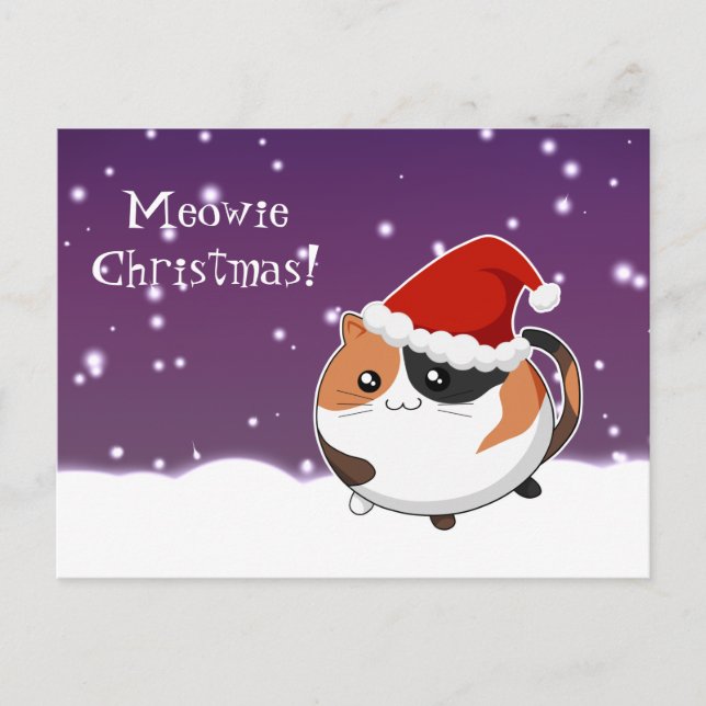 Kattunge för Kawaii julcalico Helg Vykort (Framsida)