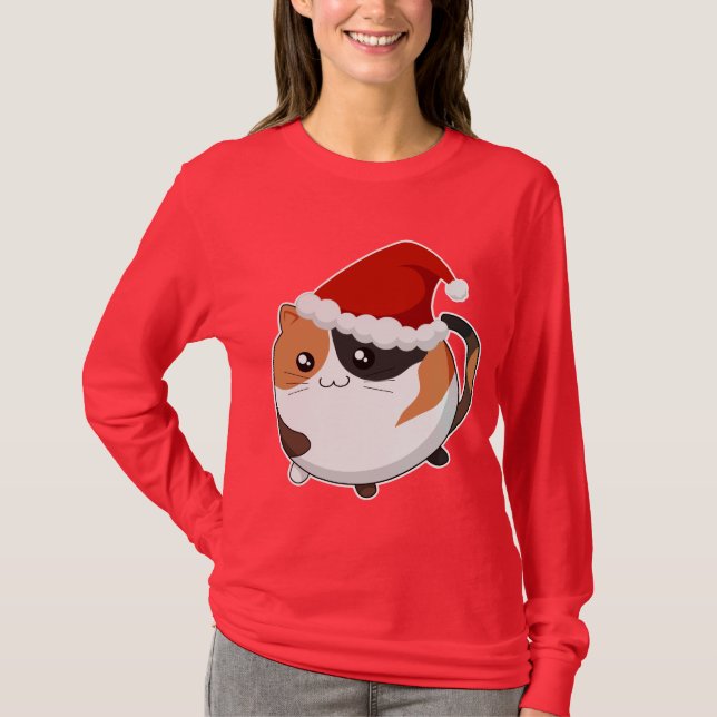 Kattunge för Kawaii julcalico Tee (Framsida)
