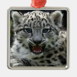 Kattunge för snöLeopard Julgransprydnad Metall