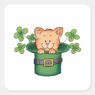 Kattunge för St. Patricks Fyrkantigt Klistermärke