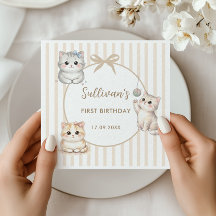 Kattunge Första Födelsedag Neutral Katt Party Deko