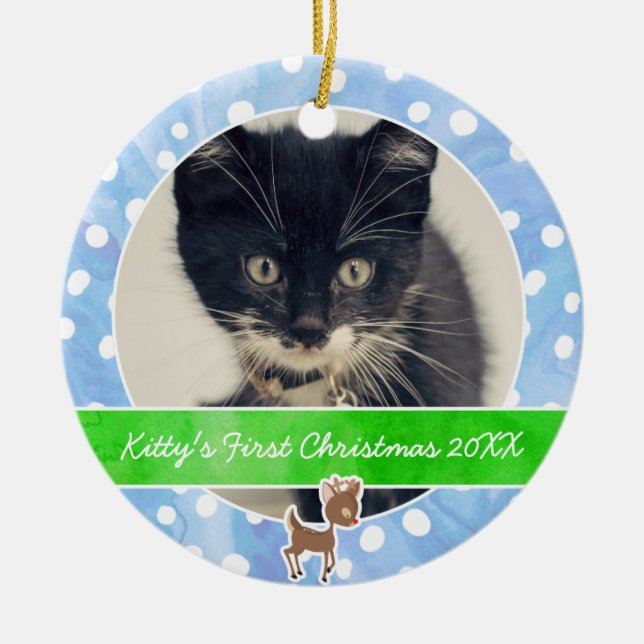 Kattunge första jul Rudolph Julgransprydnad Keramik (Framsidan)