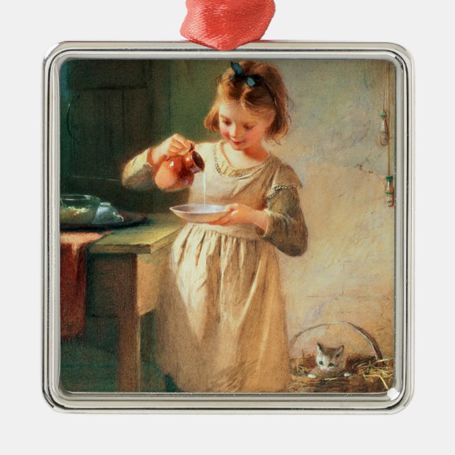 Kattunge frukost julgransprydnad metall (Framsidan)