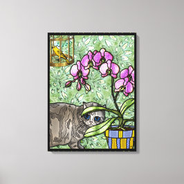 Kattunge, Fuschia & Tweet (Gallery Wrapped Canvas) Canvastryck