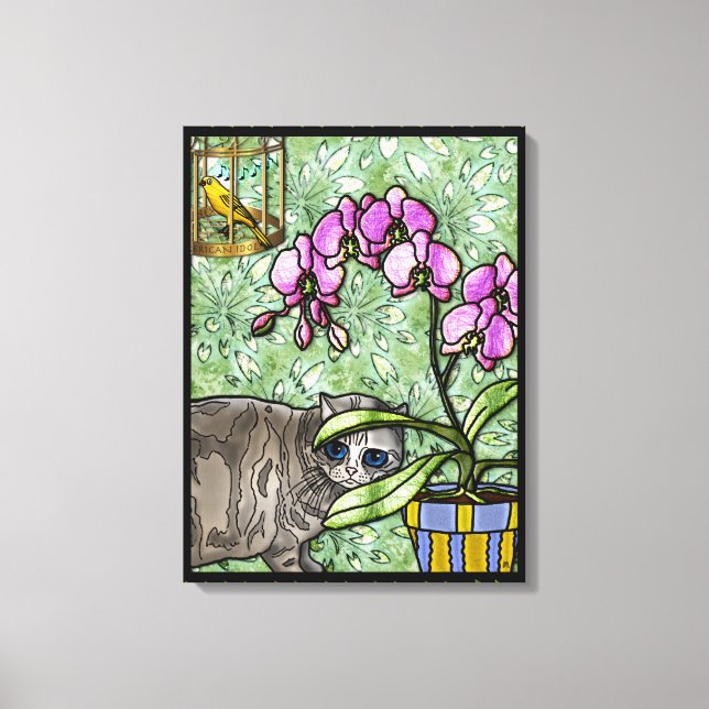 Kattunge, Fuschia & Tweet (Gallery Wrapped Canvas) Canvastryck (Framsida)
