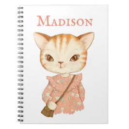Kattunge Girly Vintage Cute Namn Personlig Anteckningsbok