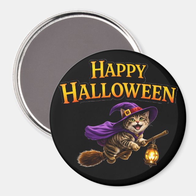 Kattunge glad Halloween-magnet Magnet (Front/Back)