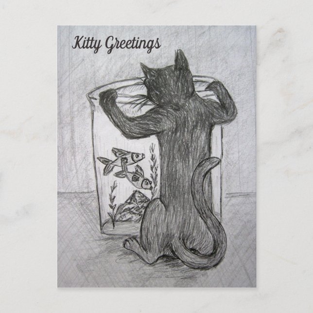 Kattunge Goldfish Älskare Anpassningsbar Hälsning  Vykort (Framsida)